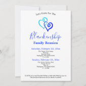 Wiedersehen-Vorlage für blauer verknüpfter Herzen Einladung (Vorderseite)