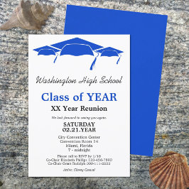 Wiedersehen-Vorlage für Blue Graduation Caps-Klass Einladung