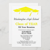 Wiedersehen-Vorlage für die Yellow Graduation Caps Einladung (Vorne/Hinten)