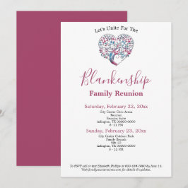 Wiedersehen-Vorlage für farbenfrohe Herzform-Baums Einladung