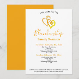 Wiedersehen-Vorlage für gelbe verknüpfte Herzklopf Einladung