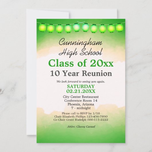 Wiedersehen-Vorlage für grüne Aquarellfarben Einladung (Vorderseite)