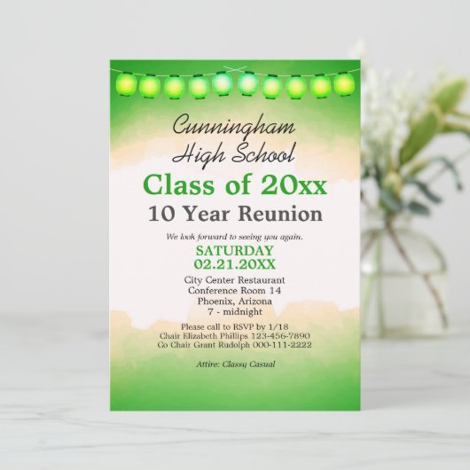 Wiedersehen-Vorlage für grüne Aquarellfarben Einladung (Stehend Vorderseite)