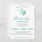 Wiedersehen-Vorlage für grüne verknüpfte Herzklopf Einladung (Vorderseite)