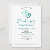 Wiedersehen-Vorlage für grüne verknüpfte Herzklopf Einladung (Vorderseite)