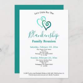 Wiedersehen-Vorlage für grüne verknüpfte Herzklopf Einladung