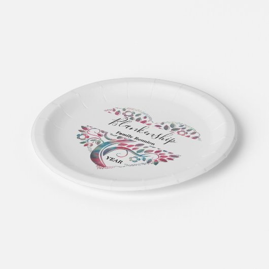 Wiedersehen-Vorlage für Herz-Shaped Tree Pappteller (Schrägansicht)