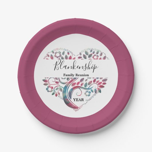 Wiedersehen-Vorlage für Herz-Shaped Tree Pappteller (Vorderseite)