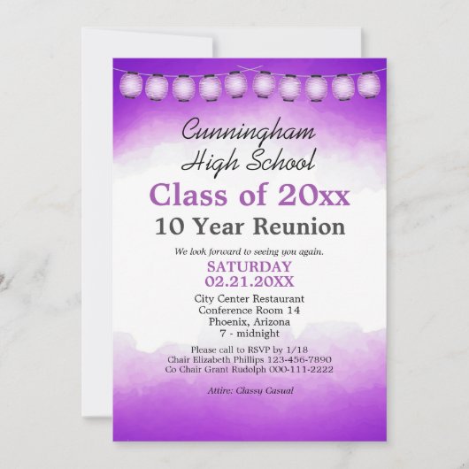 Wiedersehen-Vorlage für lila Aquarellfarben Einladung (Vorderseite)