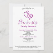 Wiedersehen-Vorlage für lila verknüpfte Herzen Einladung (Vorderseite)