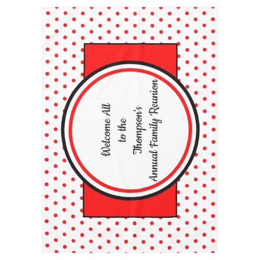 Wiedersehen White Red Polka Dots Tischdecke (Vorderseite)