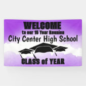 Wiedersehen Willkommen bei der lila Aquarellgrenze Banner (Horizontal)