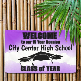 Wiedersehen Willkommen bei der lila Aquarellgrenze Banner