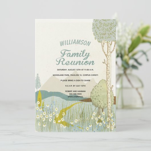 Wiedersehen Woodland Picnic Einladung (Stehend Vorderseite)