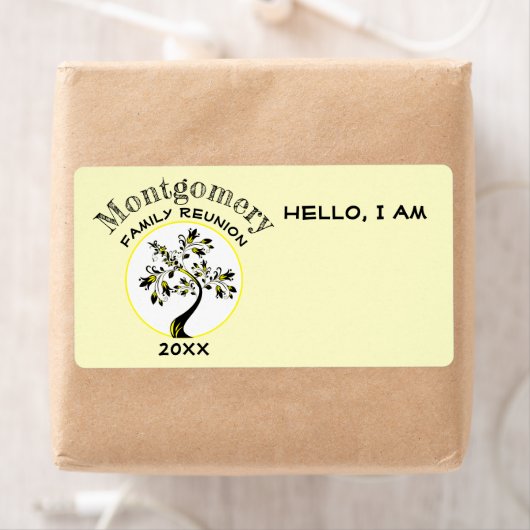 Wiedersehen Yellow Modern Tree Name Tag (Insitu)