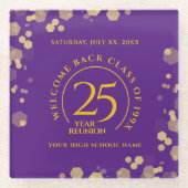 Wiedersehen zur Uni von lila- und Goldschulen Glasuntersetzer (Vorderseite)