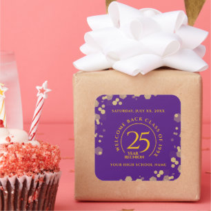 Wiedersehen zur Uni von lila- und Goldschulen Quadratischer Aufkleber