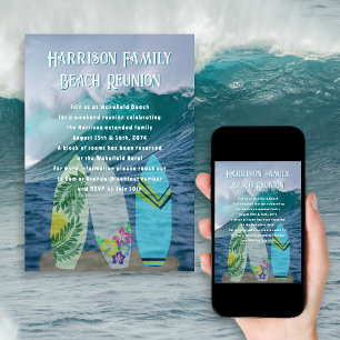 Wiedervereinigung der Ozean-Familie Surfbretter Einladung