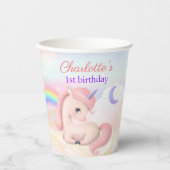 Wiederverwendbar Nachhaltig süß rosa Einhorn Regen Pappbecher (Vorderseite)