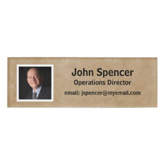 Wiederverwendbare Beige und weiße horizontale Foto Namenschild