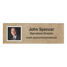 Wiederverwendbare Beige und weißes horizontales Fo Namenschild