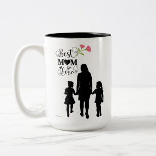 Wiederverwendbare Tasche zum Muttertag. Eine klein Zweifarbige Tasse