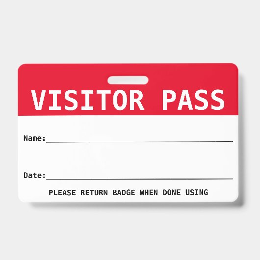 Wiederverwendbarer Besucherpass/Hall-Pass - Anpass Ausweis (Vorderseite)