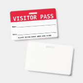 Wiederverwendbarer Besucherpass/Hall-Pass - Anpass Ausweis (Vorder- & Rückseite)