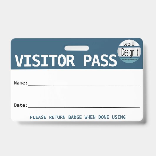 Wiederverwendbarer Besucherpass/Hall-Pass mit Logo Ausweis (Vorderseite)