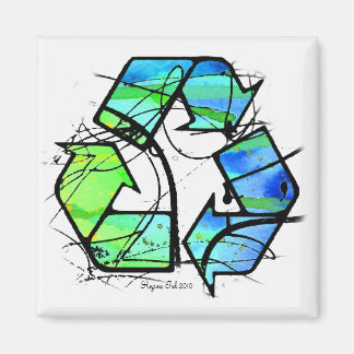 Wiederverwenden, Reduzieren, Recyceln Erdtagsgesch Magnet