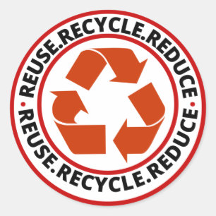 Wiederverwenden, verringern, Schwarzes Symbol Gere Runder Aufkleber