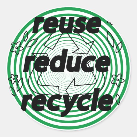 Wiederverwendung reduzieren Gerecycelt Grün und We Runder Aufkleber (Vorderseite)