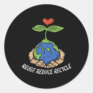 Wiederverwendung Reduzieren Gerecycelt Planeten Re Runder Aufkleber