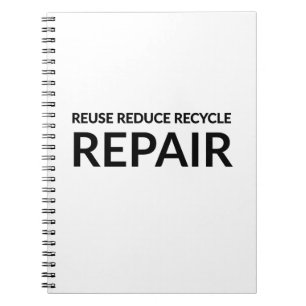 "Wiederverwendung, Verringerung, Recycle und Repar Notizblock