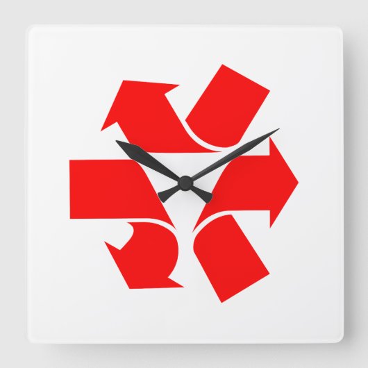 Wiederverwendungszeichen Quadratische Wanduhr (Vorderseite)