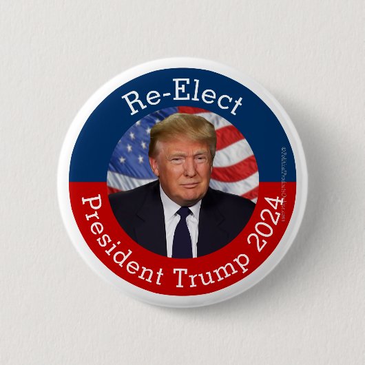 Wiederwahl von Präsident Donald Trump 2024 Pro-Tru Button (Vorderseite)