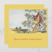 Wiege in bunten Bäumen Babydusche Einladung (Vorne/Hinten)