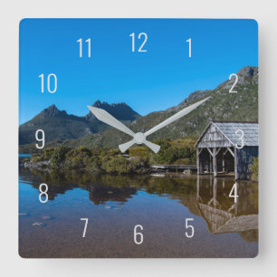 Wiegenberg & Dove Lake Landschaftspanorama Quadratische Wanduhr