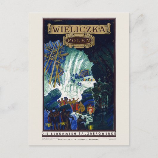 Wieliczka Polen Vintage Poster 1938 Postkarte (Vorderseite)