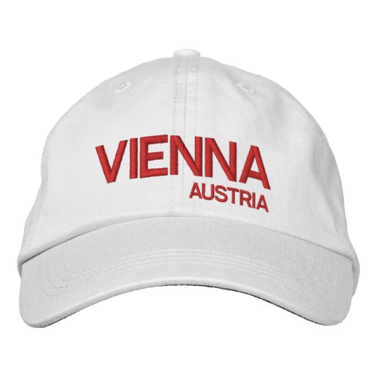 Wien, Austrai* Weiße Baseballkappe Bestickte Kappe (Vorderseite)