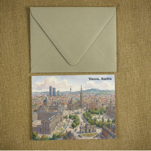 Wien Österreich Aquarell-Stadtansicht Illustration Postkarte