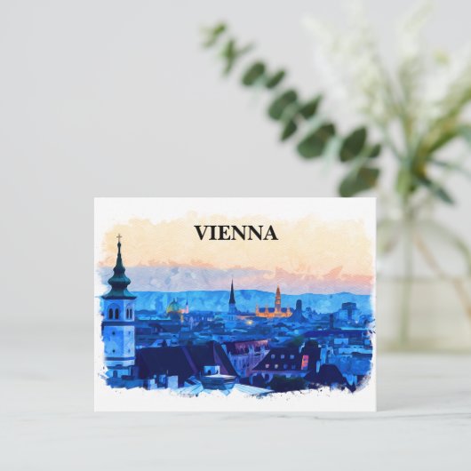Wien Österreich Aquarell Stadtansicht Postkarte (Stehend Vorderseite)