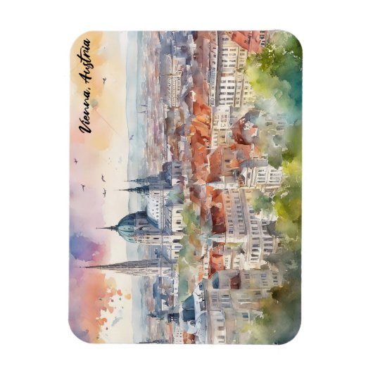 Wien Österreich Aquarellmalerei Panoramasicht Magnet (Vertikal)