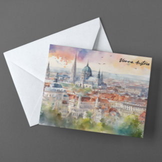 Wien Österreich Aquarellmalerei Panoramasicht Postkarte