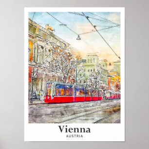 Wien Österreich Aquarellzeichnung Handgezeichnet Poster