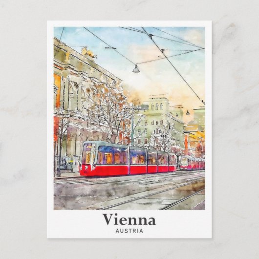 Wien Österreich Aquarellzeichnung Handgezeichnet Postkarte (Vorderseite)