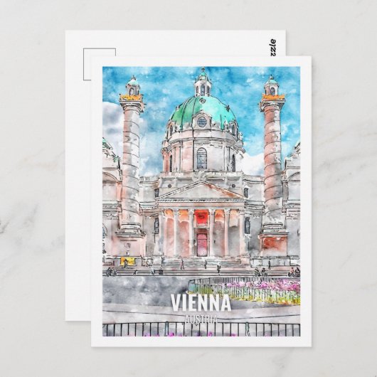 Wien Österreich Berühmter Reiseplatz Wasserfarben Postkarte (Vorne/Hinten)