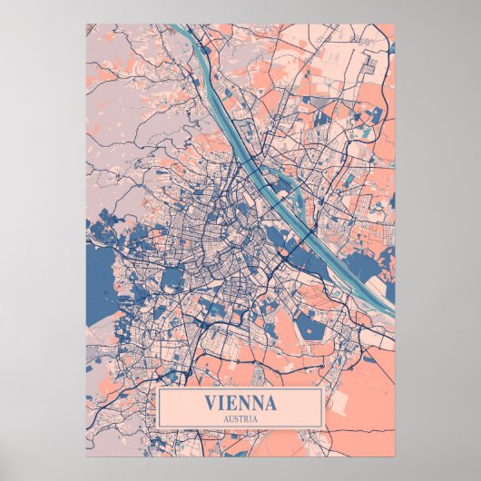 Wien - Österreich - Breezy City Map Poster (Vorne)