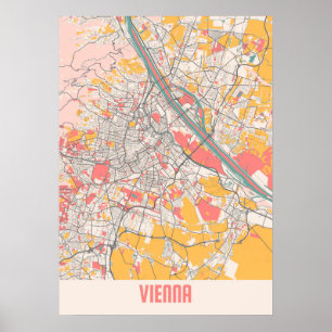 Wien - Österreich Chalk City Map Poster