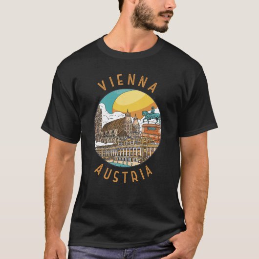 Wien Österreich Distressiver Kreis T-Shirt (Vorderseite)